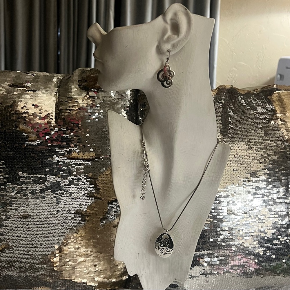 Brighton Silver Necklace with Textured Pendant